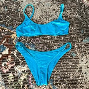 Bright blue velvet Triangl bikini